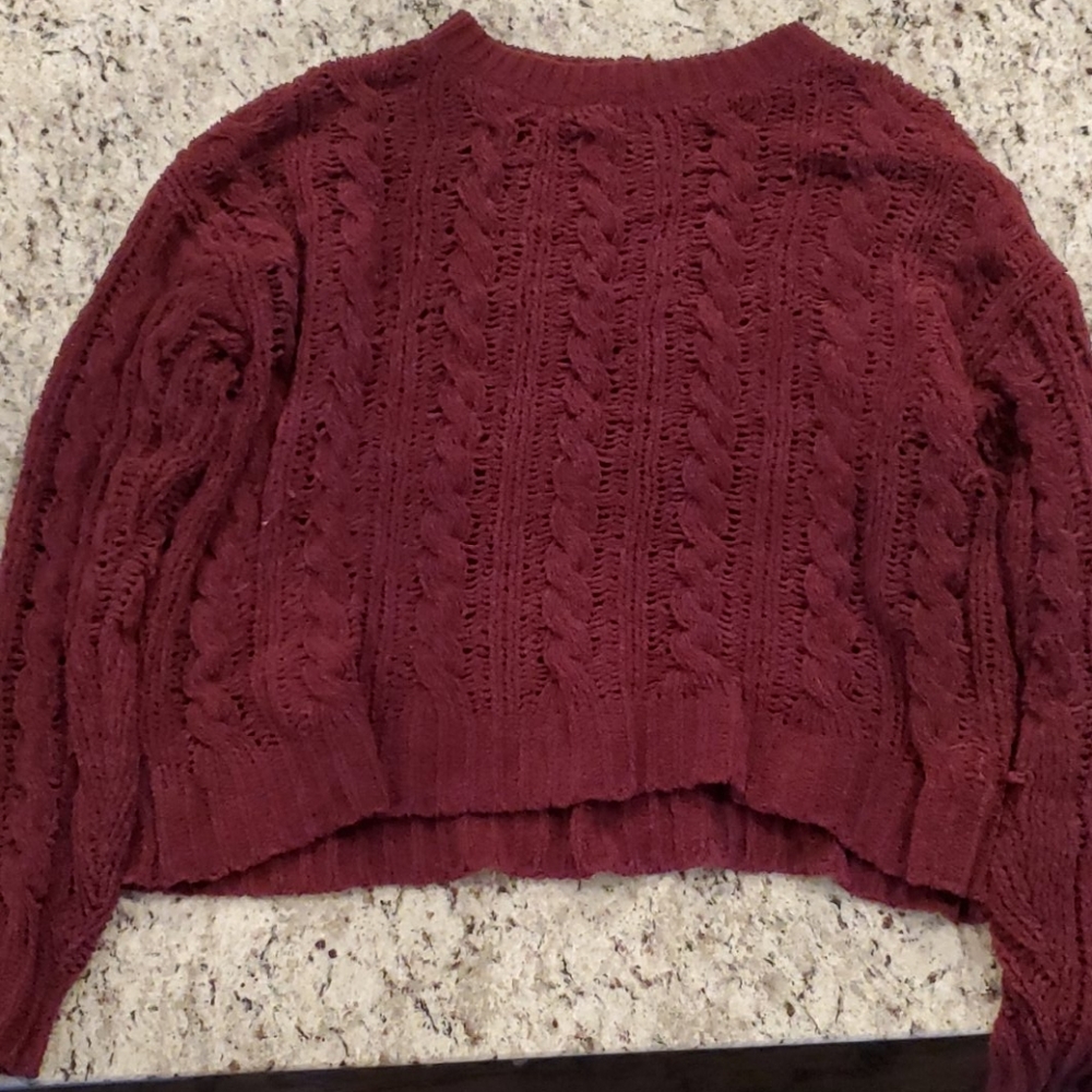 Knitted dark maroon sweater